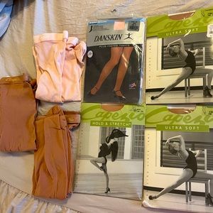 Danskin/Capezio tights bundle (5 pairs tan, 2 pairs pink) size adult XXL